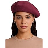 Sumolux Women Beret Hat Wool Vintage French Solid Color Classic Winter Cap