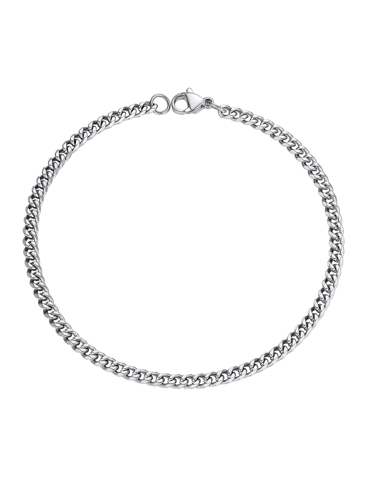 PROSTEEL Men and Women Metal Cuban Chain Bracelet 3mm 21CM Stainless Steel Bracelet — image 1