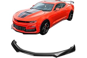 IKON MOTORSPORTS, Front Bumper Lip Compatible with 2016-2024 Chevy Camaro, 1LE Style Gloss Black Front Air Chin Dam Bodykit Underbody Lip Spoiler Splitter ABS Plastic