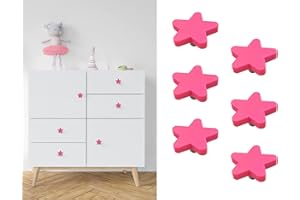 CCHHYYT Stargallery 6 Pieces Cute Cartoon Shape Knobs for Furniture Soft Rubber Knobs for Cabinet Drawer Dresser Closets Organizer Desk Box Bookcase (Pink, Star)