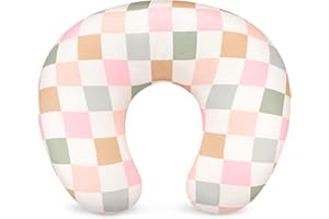 DILIMI Nursing Pillow Cover, Stretchy Removable Case for Breastfeeding Pillows, Ultra Soft Comfortable Slipcover for Baby Girl and Boy, Colorful Checkerboard