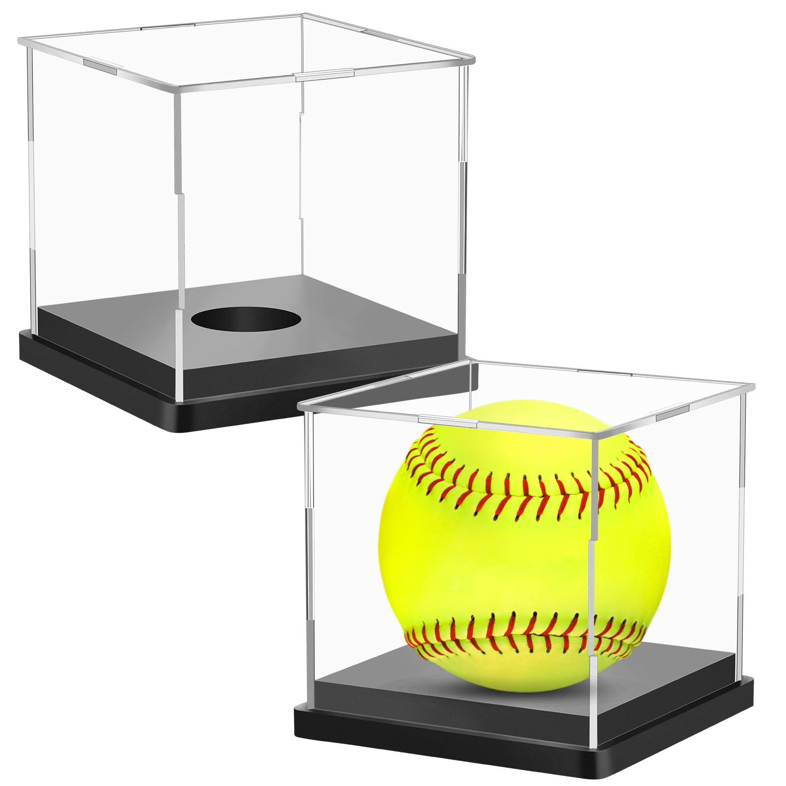 Photo 1 of 2PCS Softball Display Case Acrylic Clear Display Box Baseball Tennis Golf Protected Stand for Signed Memorabilia Large 12 Inch Sports Game Ball Storage Box