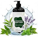 Nazer Sawaid Antibacterial Body Wash - Helps with Irritation, Eczema, Body Odor, Back Acne & Jock Itch for Man & Women - Made up of Tea Tree, Peppermint & Lavendor - For All skin Types - 16 Oz