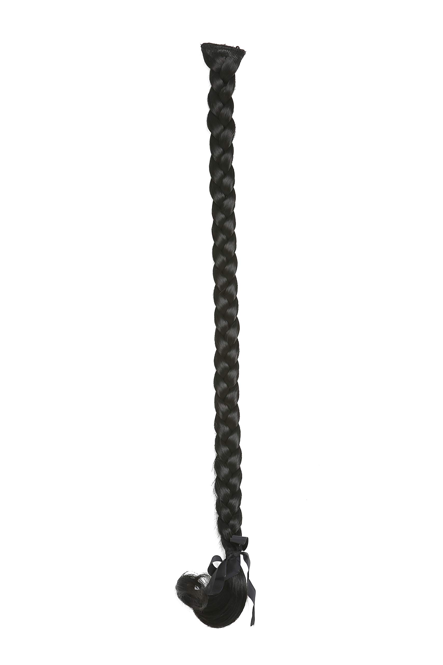 WIG ME UP - SA101-1B Braided Plait Hairpiece plaited Clip-in Hair Extension 20cm long Black