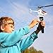 Kicko Flying Helicopter - Realistic Pull String Flying Chopper with Launcher - Pack of 12 - Includes Black Launcher and White Helicopter for Kids - Party Favors, Fun, Toy, Prize