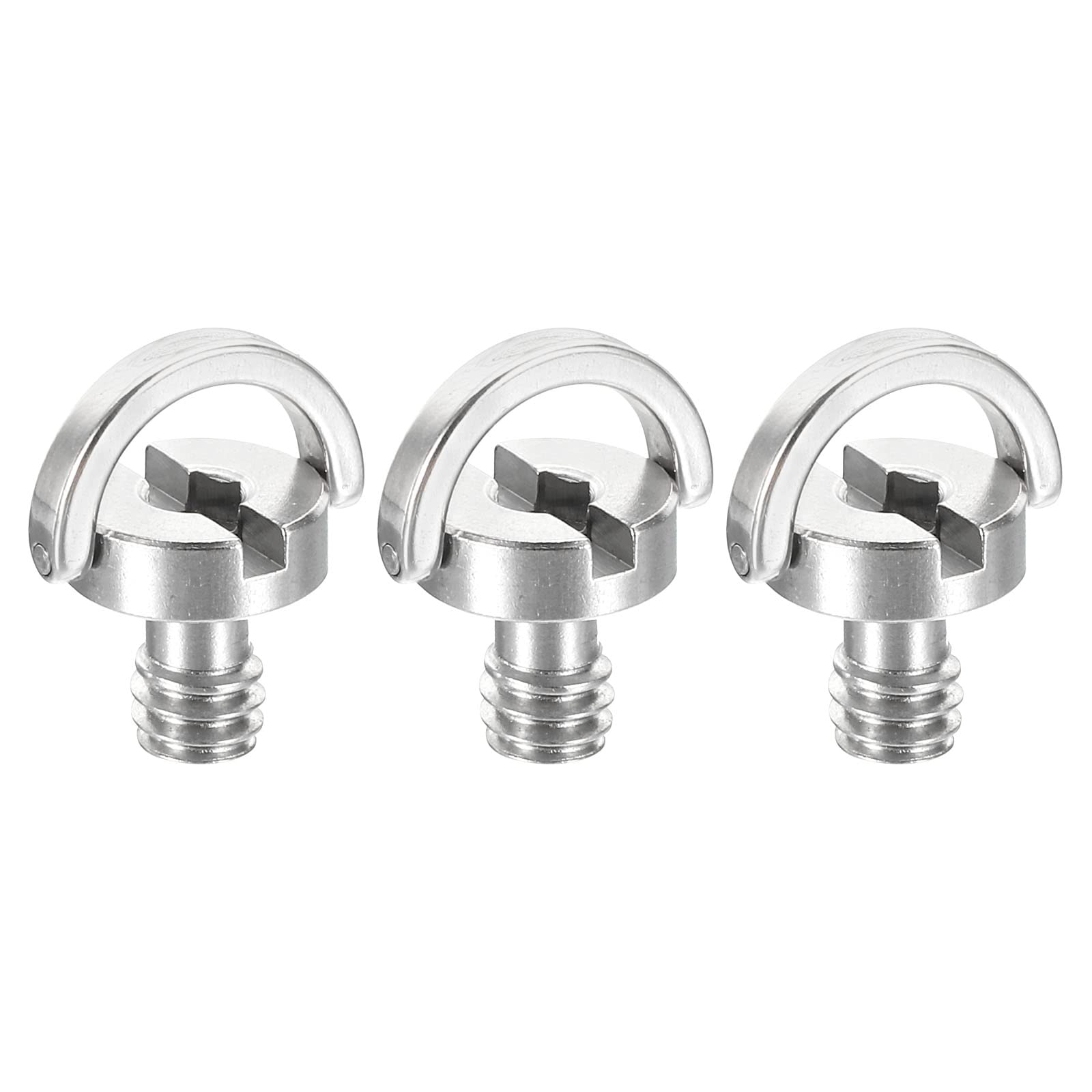 PATIKIL 1/4-20 Thread 13mm Length D-Ring Stainless Steel Camera Fixing Screws, 3 Pack D Shaft Quick Release Plate Screw for Camera Tripod/Monopod, Silver