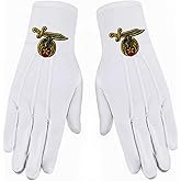 Shriner Masonic Embroidered Cotton Gloves - [White]