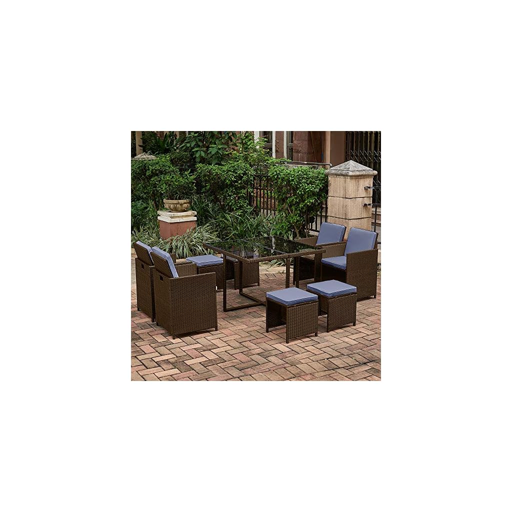 Panana 8 Seater Rattan Garden Furniture Set Dining Table and Chairs