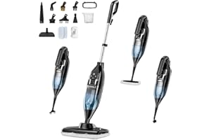 Leiksen Steam Mop, 12-in-1 Powerful Handheld Steam Cleaner Detachable Steam Mops for Floor Cleaning, 565ML Removable Tank, 23FT Power Cable, MultiPurpose Steamer for Hardwood, Tile, Grout, Furniture