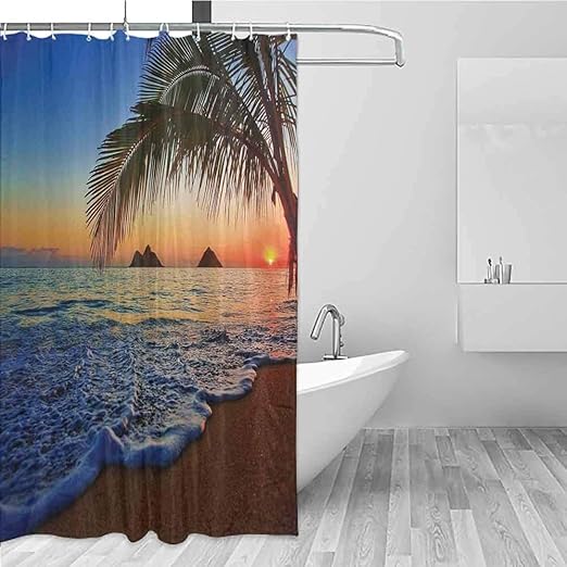 Amazon Com Be Sun Shower Curtain With Hooks Hawaiian Decor Shower