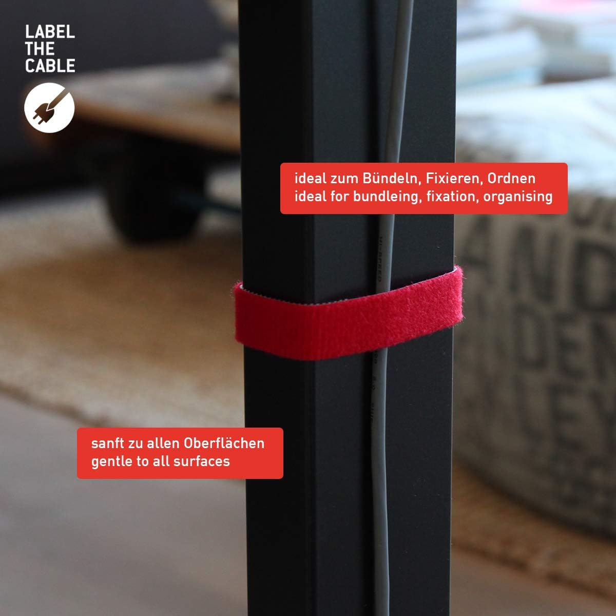 LABEL THE CABLE Roll of Double-Sided Hook and Loop Tape, Cable Ties Roll for Perfect Cable Management, Velour Quality - Image 3
