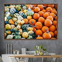 Framed Canvas Wall Art Vibrant Vegetables Citrus Colorful Farmhouse/Country Fruit Group Modern Art Multicolor Photography - 16x24 inches