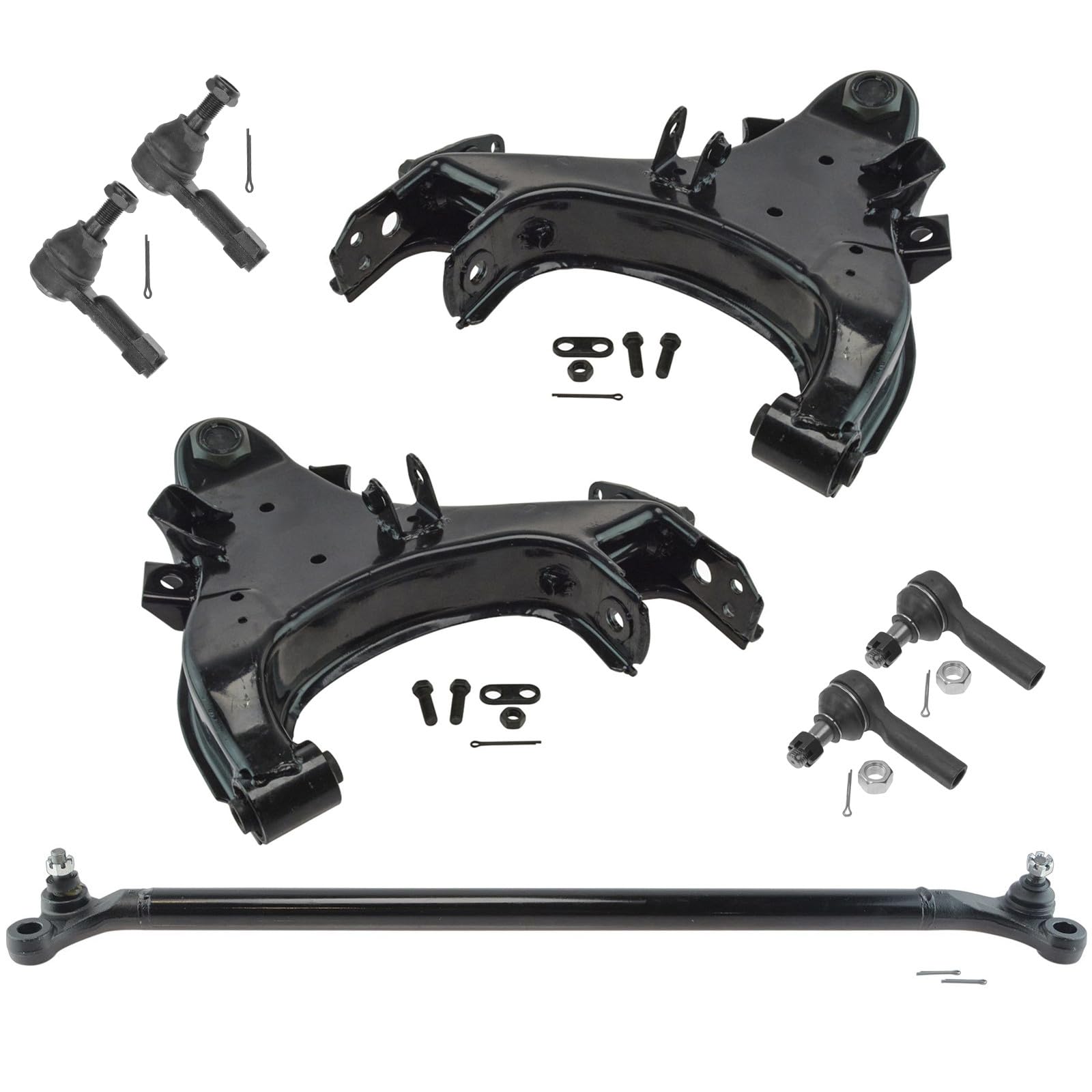 TRQ Front Steering & Suspension Kit Center Link Control Arm with Ball Joint Tie Rod Compatible with 1998-2004 Nissan Frontier 2000-2004 Xterra NI4510103 NI4511103