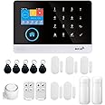 Swokely 433MHz Wireless WiFi + GSM Auto-dial Alarm Security System, 2.4in LCD Wireless DIY Smart Home Burglar Security Alarm System 16 Piece Kit, Voice Control Compatible with Alexa and Google Home