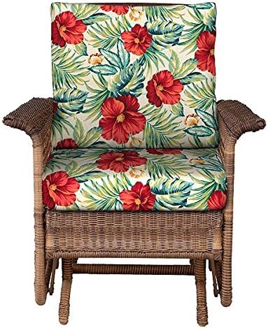 Home Improvements Outdoor Patio Deep Seat Chair Cushion Set Seasonal Replacement Cushions 20-1/2"x22-1/2 x5 back; 23"x22"x5" seat, 30 Prints/Colors (Green Red Tropical Floral)