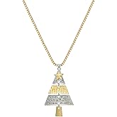 Decixde Christmas Necklace for Women Christmas Tree Star Pendant Necklace Xmas Tree Necklace Jewelry for Festival New Year Party