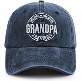Grandpa The Man The Myth The Legend Hat for Men, Funny Adjustable Cotton Embroidered Grandfather Baseball Cap