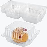 AQSXO 100 Pcs Clear Plastic Take out Containers,Disposable Clamshell Dessert Container with Lid, for Salads, Pasta, Sandwiches (5x4.7x2.8 in).
