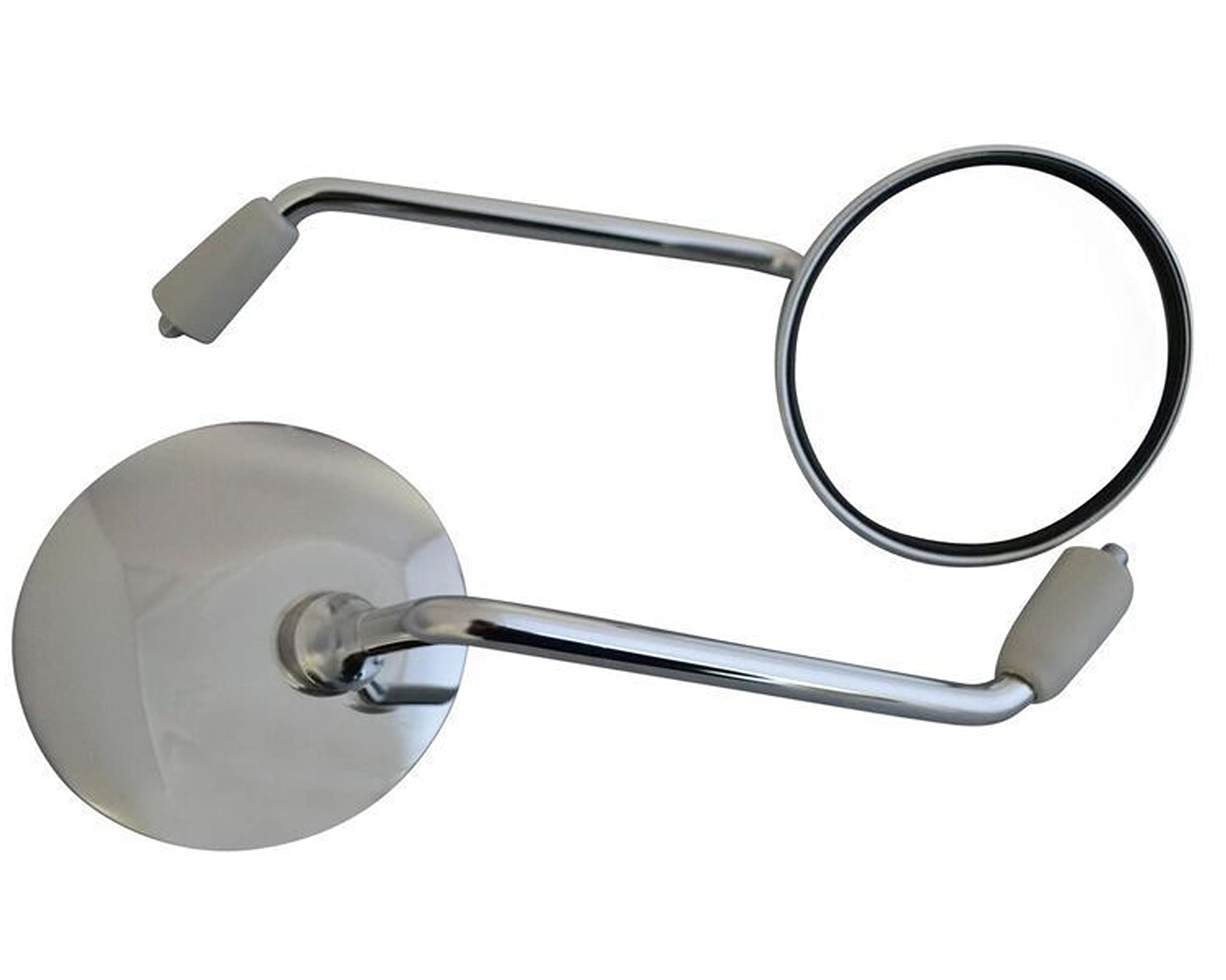 Chrome Scooter Rear View Mirrors for Commuter or Mopeds (1x8mm Right Clockwise & 1x8mm Left Anticlockwise)