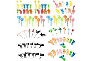 Zxjsisy 94 PCS Kids Food Picks，Cute Animals Mini Food Fruit Fork Picks Cartoon Fruit Picks Toothpicks，Reusable Animal Plastic