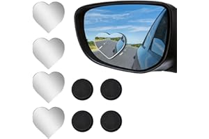 4PCS Heart Shaped Blind Spot Mirrors - 2.36" Frameless Glass Convex Rear View Mirror Accessories, Wide Angle Adjustable Unive
