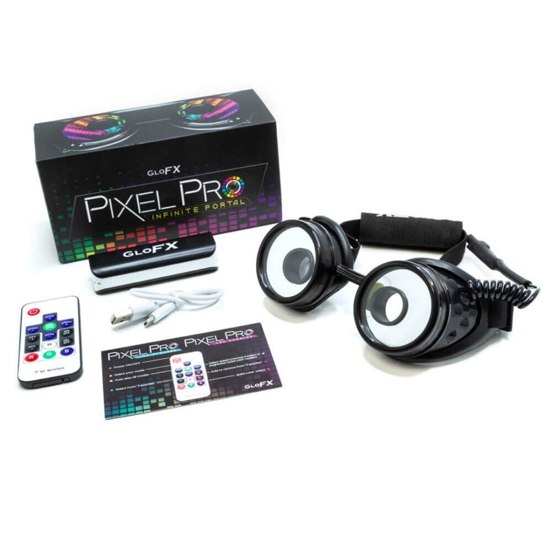 GloFX Full Color Programmable LED Goggles | Infinite Portal Lens With 350 Modes | USB Rechargeable LED Light Up Rave Goggles | Perfect For EDM Music Festivals Content Creation