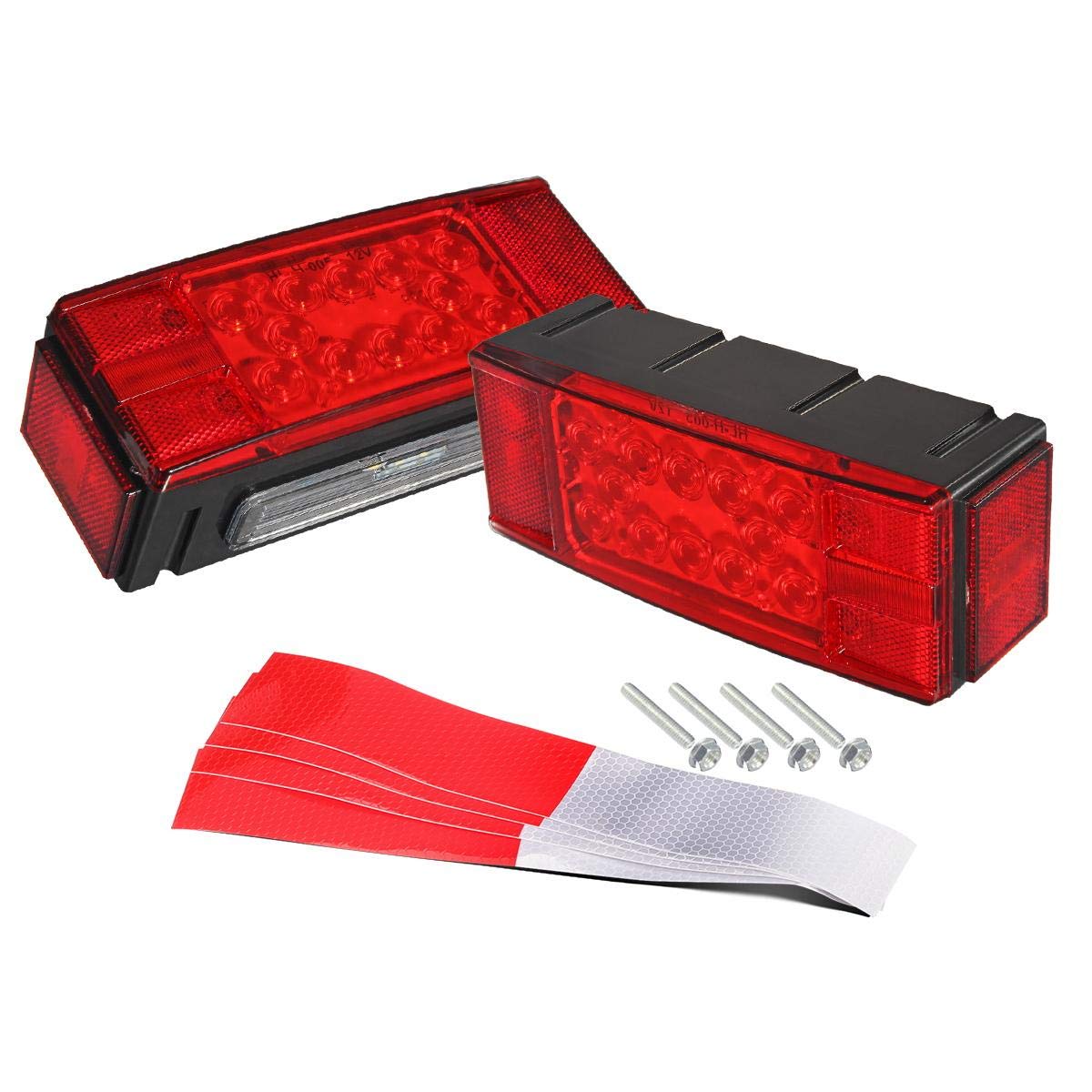 Photo 1 of Partsam 12V LED Submersible Low Profile Rectangular Trailer Lights, Waterproof LED Combination Trailer Tail Light Kit Stop Brake License Plate Turn Running Lights Sealed for Boat Trailer Lights Truck