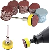 Saipor 100pcs Sanding Discs 1 Inch 25mm with 1/8 Inch Shank 5 Grits Kit view 2