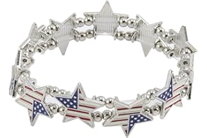 Madison Tyler American Flag Bracelets for Women | Red White Blue Stretch Beaded Bracelets | 4th of July Patriotic Independence Day Jewelry