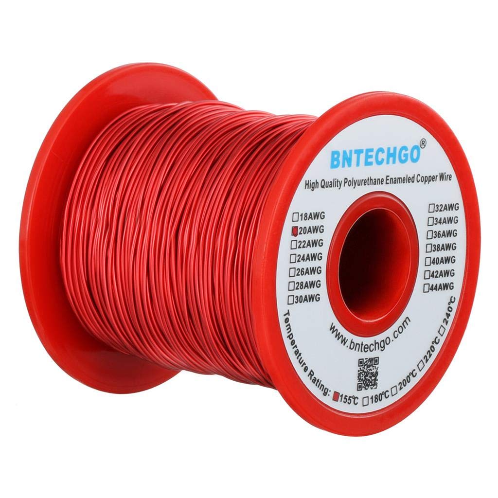 BNTECHGO 20 AWG Magnet Wire - Enameled Copper Wire - Enameled Magnet Winding Wire - 1.0 lb - 0.0315" Diameter 1 Spool Coil Red Temperature Rating 155℃ Widely Used for Transformers Inductors