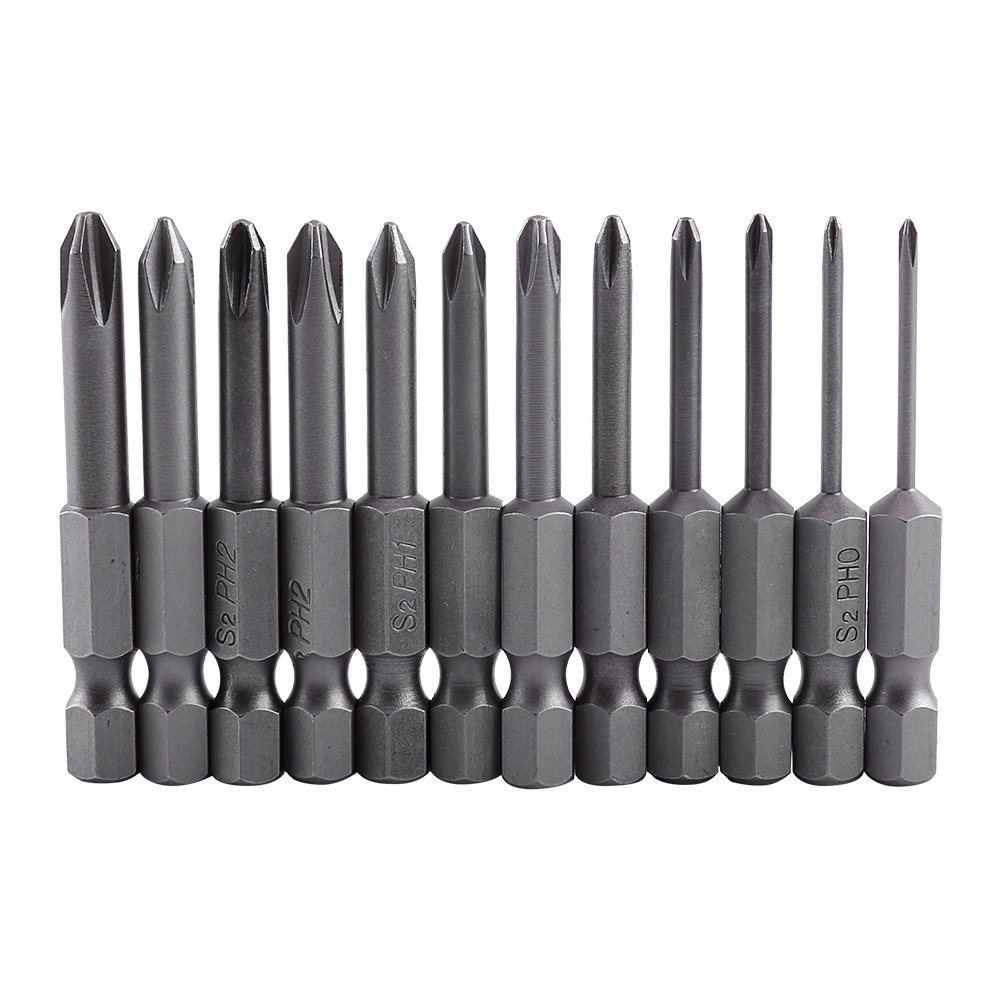12 Pieces 50mm Phillips Screwdriver Bits 1/4 Inch Hexagonal Shank Short Screwdriver Bits Set Ph00 Ph0 Ph1 Ph2 For Electric Screwdriver Electric Drill