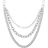 Grevosea Silver Wallet Chain, Heavy Duty Hip Hop Pants Chain for Men Women 3-Layer Metal Punk Wallet Chains Purse Chain for Jeans Belt Clothing Goth Accessories