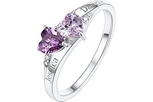 Custom4U Personalized 1-4 Birthstones Family Rings Customized Gift for Promise/Wedding/Valentine's Day/Mother's Day Crystal C
