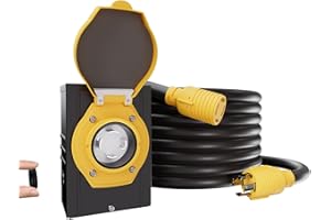 LANDNOR 30AMP 15FT Generator Cord with Pre-drilled Power Inlet Box, 4-Prong 125V/250V NEMA L14-30P Male to L14-30R Female, 10 Gauge SJTW Twist Locking with Inlet Box for Generator to House, UL&ETL Listed