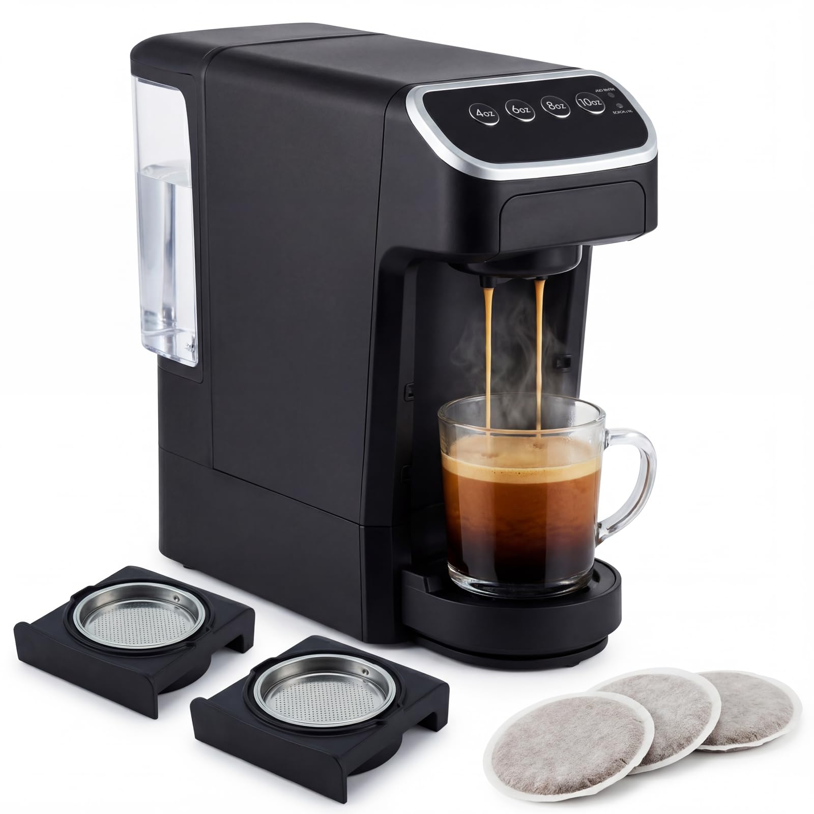 Photo 1 of Pelecom Coffee Machine – Compatible with Senseo Pods – Fast Brewing Single-Serve Coffee Maker with Rich Flavor Extraction, Crema Layer, Space-Saving Sleek Design, Barista-Quality Taste