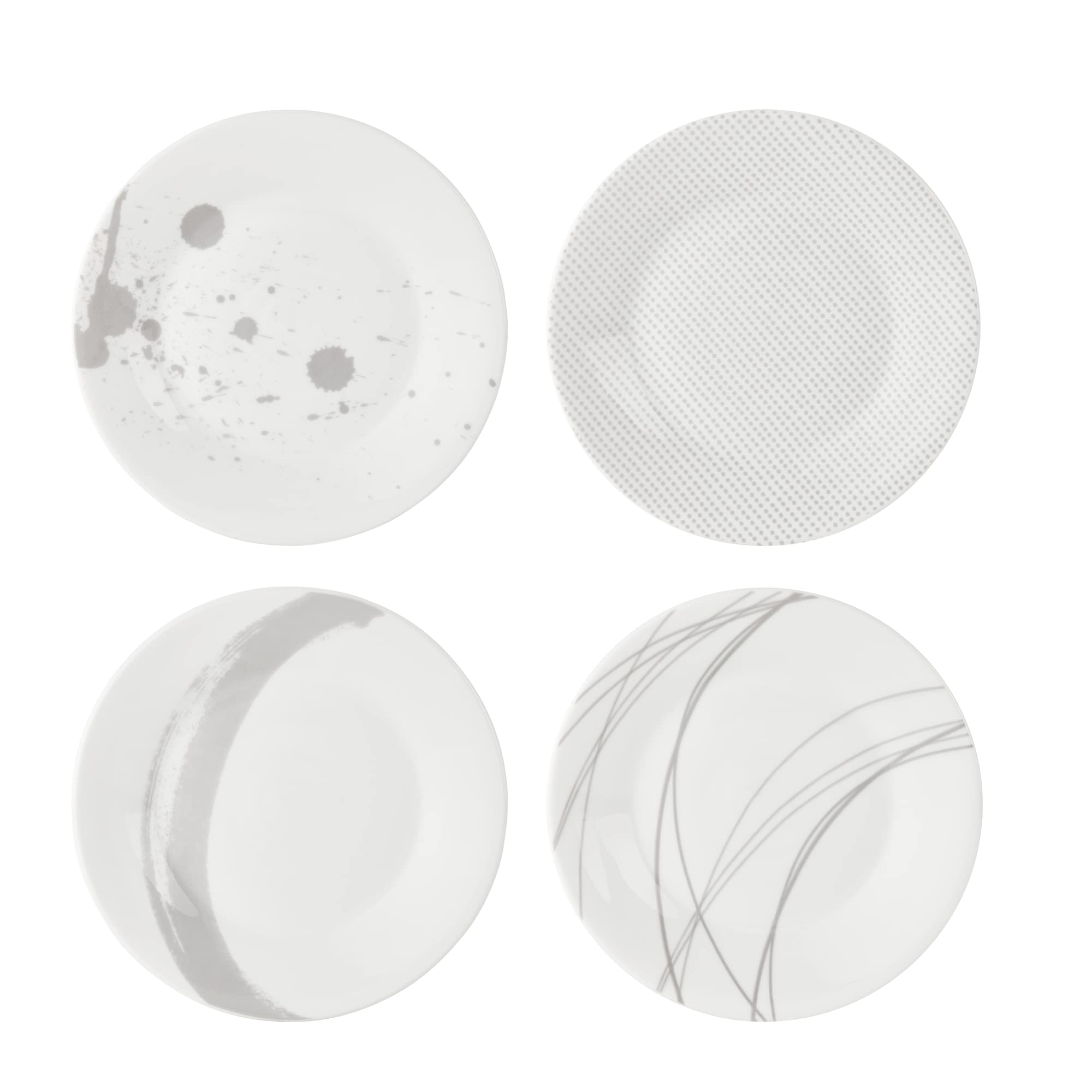 Royal Doulton Pacific Stone Set of 4 16cm Plates, Multi-Colour, White/Stone