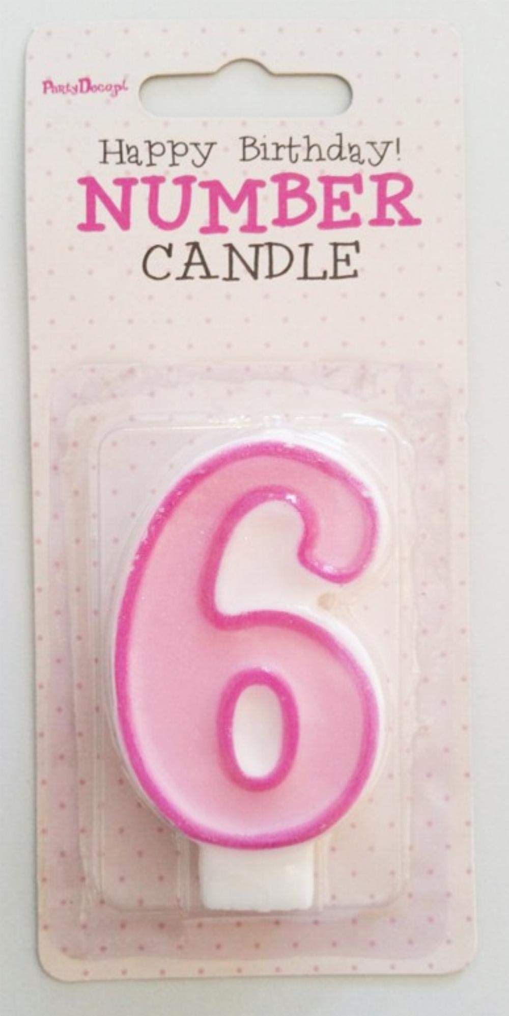 PartyDeco Candle Number 6 Pink