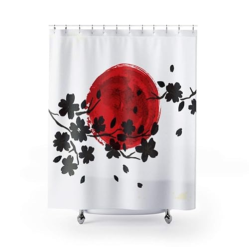 Amazon Com Japanese Shower Curtain Red And Black Bathroom