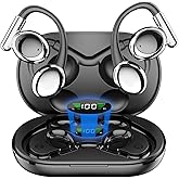 Kncfoeb Open Earbuds True Wireless Open Ear Headphones, Bluetooth 5.4 Over Ear Earbuds with Earhook, 40H Playtime Ear Buds, Waterproof Open Earphones Fit Sport, Running, Workout