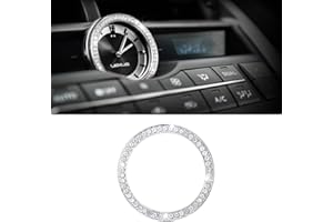 CARFIB Car Interior Bling Accessories for Lexus NX NX200 NX300 F Sport AWD FWD Clock Ring Time Decals Stickers Covers Cap Parts Decoration Trim Men Women Zinc Alloy Crystal Sparkly Cute Silver