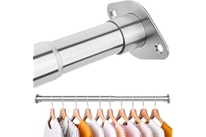 LOMILD Adjustable Closet Rod for Hanging Clothes, 30 to 40 Inches Stainless Steel Rod for Closet Heavy Duty, Silver