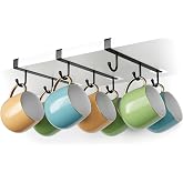 ECROCY Coffee Mug Holder Under Cabinet, Clip-On Coffee Cup Holder | Only Fits Shelves up to 3/4" Thick, Pack of 3, Adhesive Fixing, No Drilling Free Damage