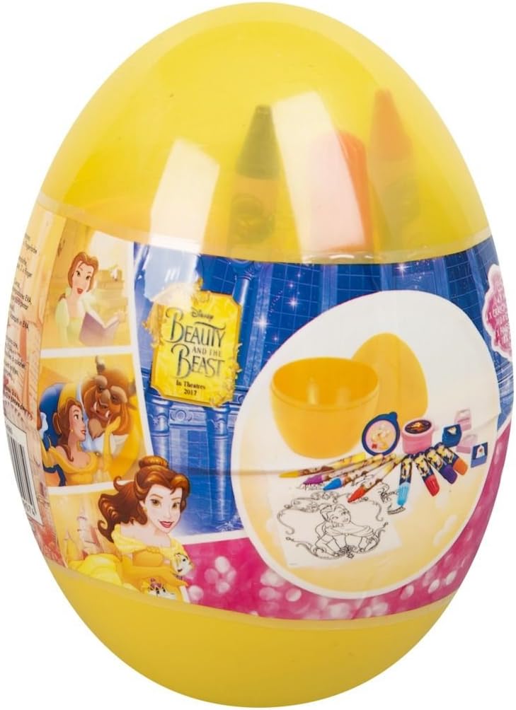 Licensed 24 Pcs Kids Craft Eggs Painting,Drawing,Marker,Crayons,Stamps,Finger Paint Pots Gift 3+ (Belle Craft Egg)