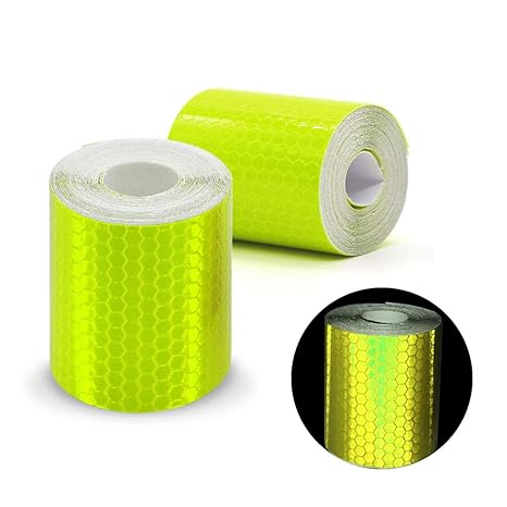 goooods Sicherheits-Klebeband aus Vinyl, hohe Intensität, prismatisch reflektierend, selbsthaftend, 2 Stück, 3 m x 50 mm, gel