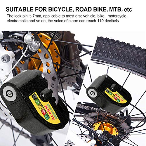 image for TANDD Anti-Theft Disc Brake Bicycle Lock with 110dB Alarm Sound, Water
