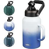 BJPKPK 87oz Insulated Water Bottle with Handle, Large Dishwasher Safe 2/3 Gallon Water Bottle, BPA Free Water Jug, Wide Mouth Metal Flasks with Anti-slip Bottom, Keep Cold & Hot,Sky