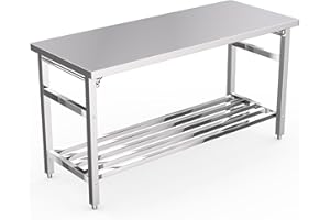 GARVEE 60x24 in NSF Stainless Steel Folding Table – Heavy-Duty Commercial Prep Table for Kitchen, Restaurant & Home, 500 LBS Capacity with Adjustable Undershelf, Easy to Assemble