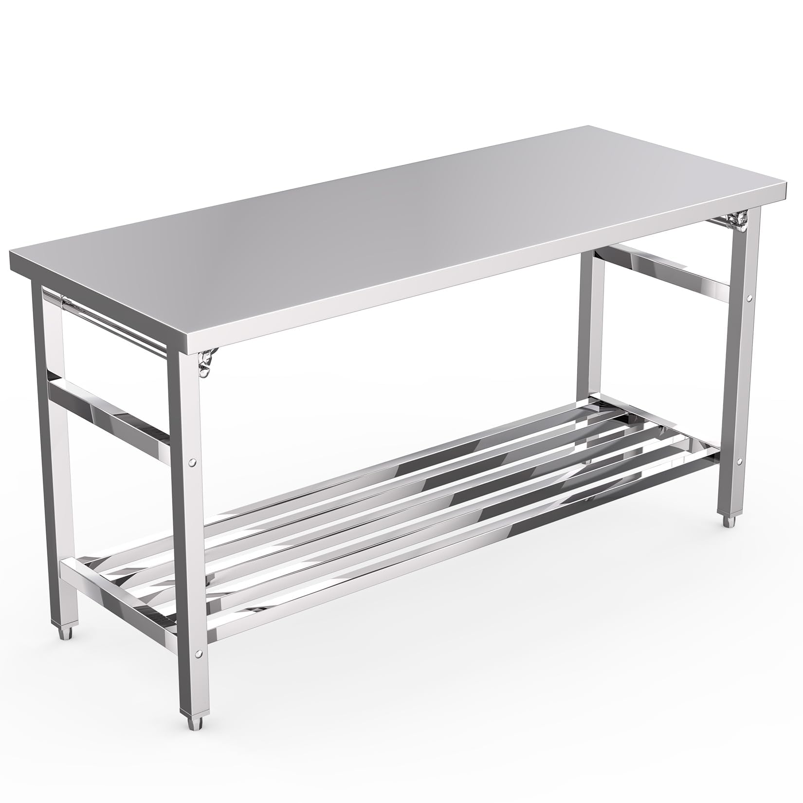 Photo 1 of 60x24 Inch NSF Stainless Steel Folding Table – Heavy-Duty Commercial Prep Table for Kitchen, Restaurant & Home, 500 lbs Capacity with Adjustable Undershelf, Easy to Assemble