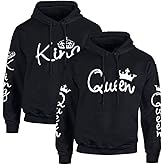 Matching King Queen Hoodie Set His & Her Hoodies Sweatshirt Pullover for Couples Thin Spring Autumn