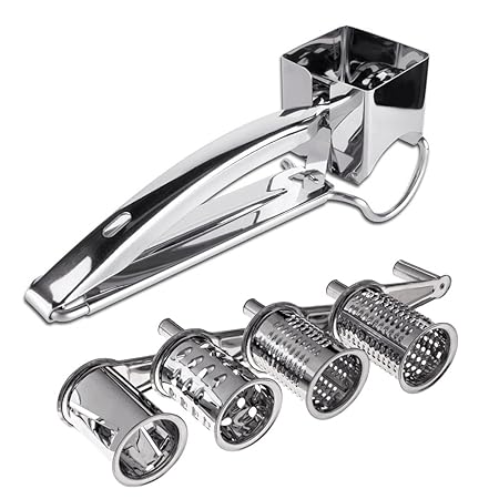 SZRWD RWDJJ00002-HXB Käsemühle aus Edelstahl, 4-teiliges Set zum Schneiden, Reiben, Häckseln und Hobeln